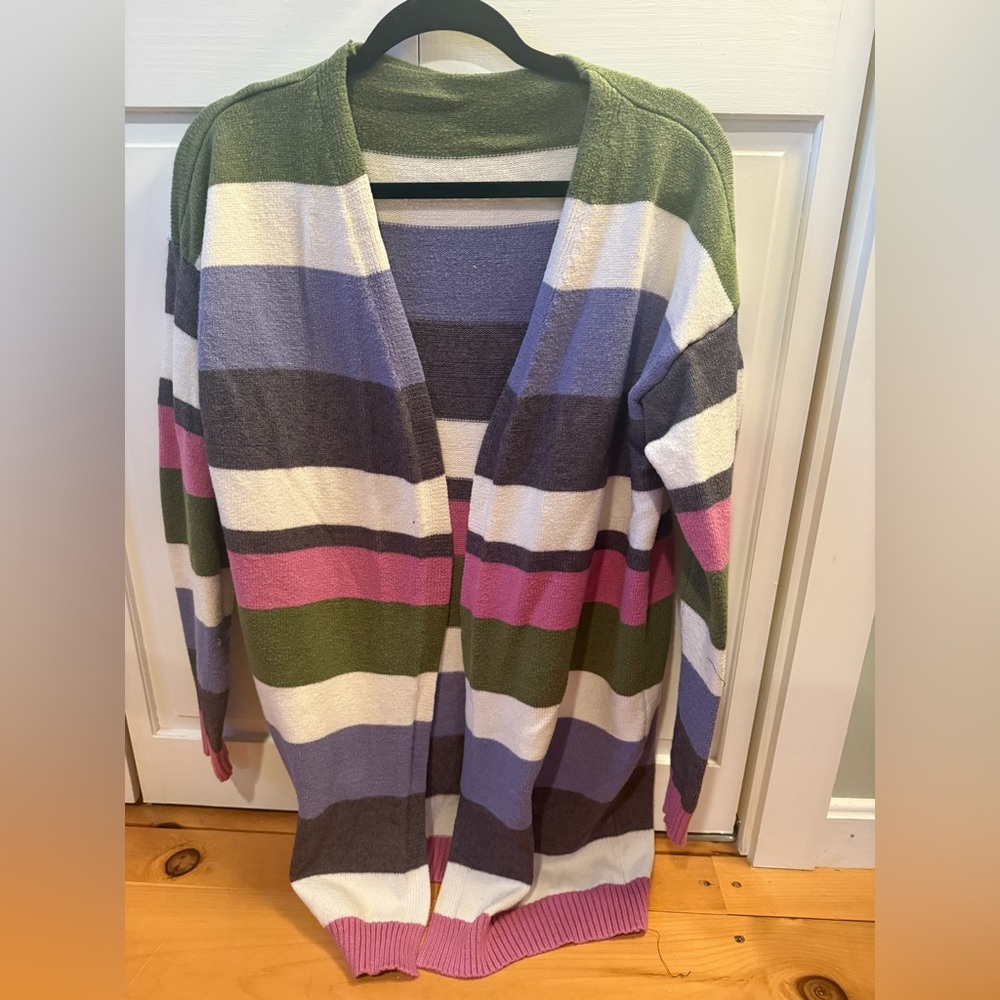 Colorblock striped  open front sweater  cardigan size xxl